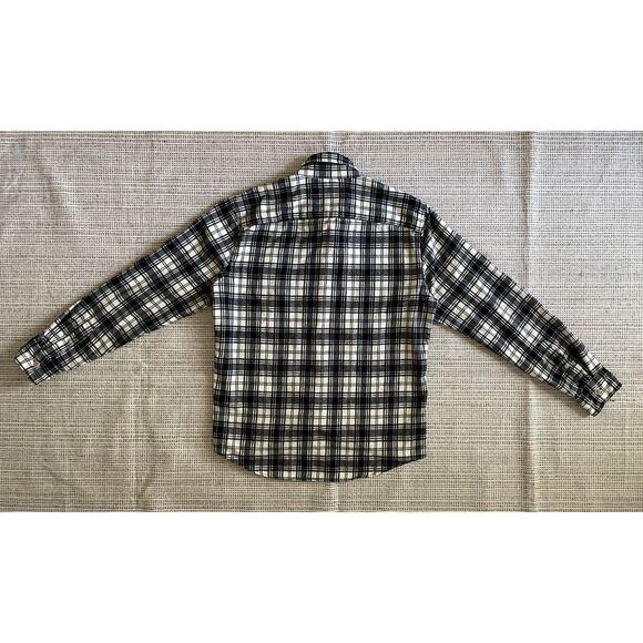 Abercrombie Mens Small Soft Flannel Shirt Black White Plaid Button Up Casual Y2K - Picture 2 of 5